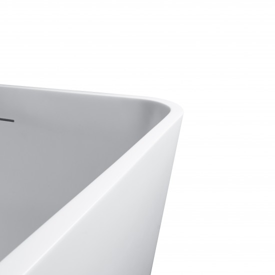 Freestanding solid surface glossy bathtub, overflow, pop-up drain, VA6914-GS