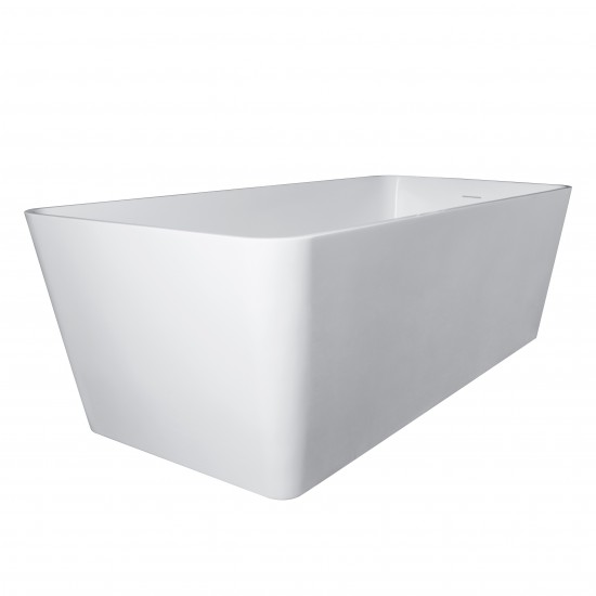 Freestanding solid surface glossy bathtub, overflow, pop-up drain, VA6914-GL