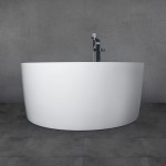 Freestanding solid surface glossy bathtub, overflow, pop-up drain, VA6915-G