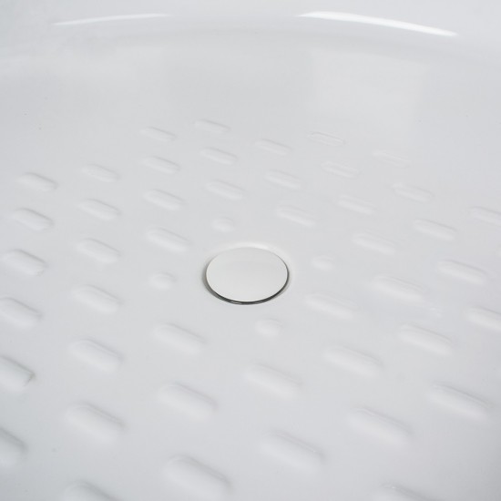 Freestanding solid surface glossy bathtub, overflow, pop-up drain, VA6915-G