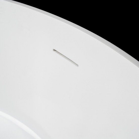 Freestanding solid surface glossy bathtub, overflow, pop-up drain, VA6915-G