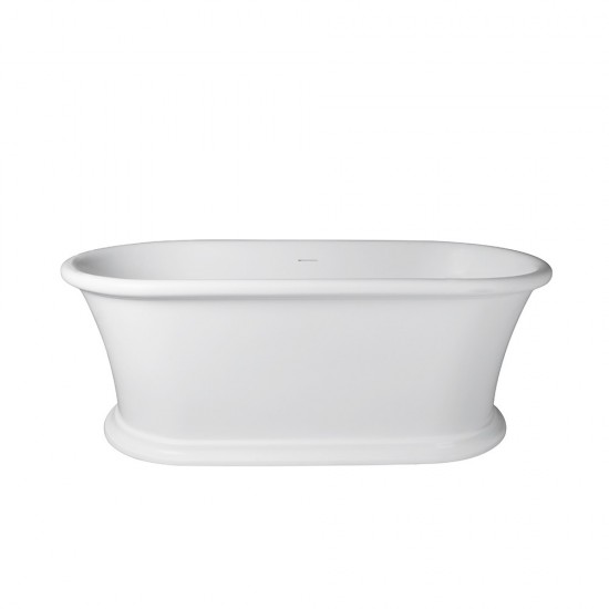 Freestanding solid surface matte bathtub, overflow, pop-up drain, VA6916-MS