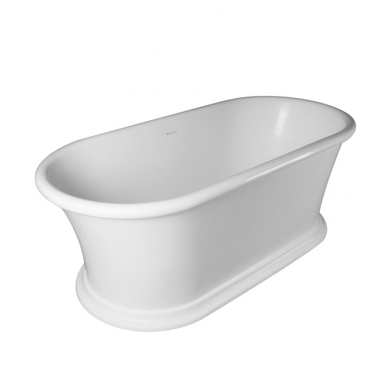 Freestanding solid surface glossy bathtub, overflow, pop-up drain, VA6916-GS
