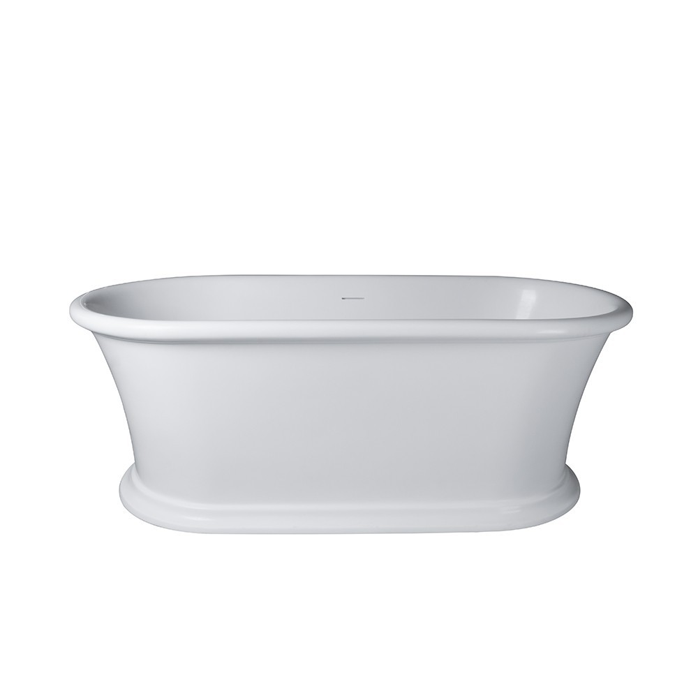 Freestanding solid surface glossy bathtub, overflow, pop-up drain, VA6916-GL