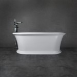 Freestanding solid surface glossy bathtub, overflow, pop-up drain, VA6916-GL