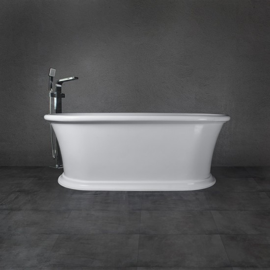 Freestanding solid surface glossy bathtub, overflow, pop-up drain, VA6916-GL