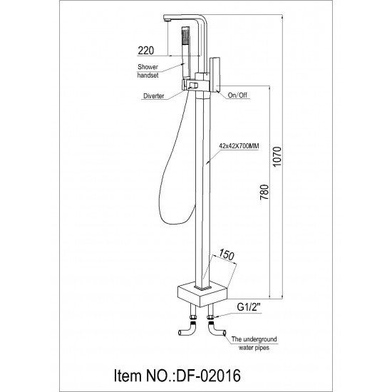 Freestanding faucet, shower head in brushed nickel, Brushed Nickel, VA2016-BN