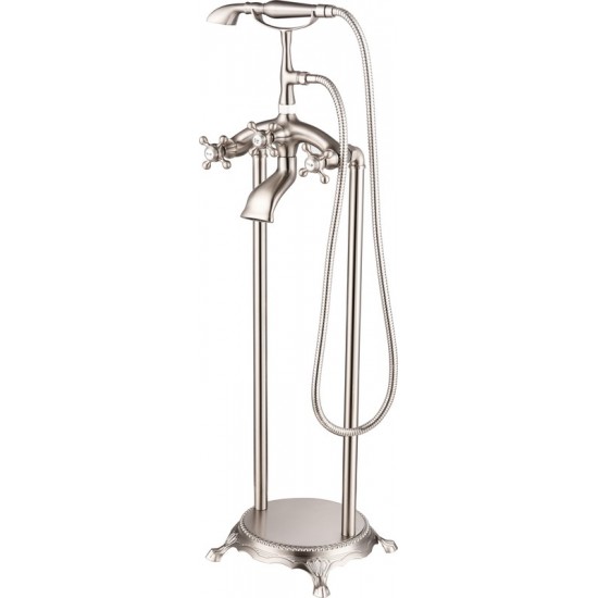 Freestanding faucet, shower head in brushed nickel, Brushed Nickel, VA2019-BN