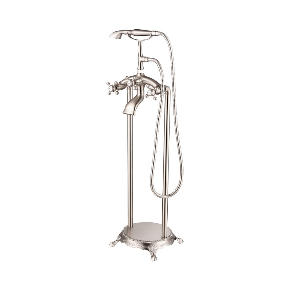 Freestanding faucet, shower head in brushed nickel, Brushed Nickel, VA2019-BN
