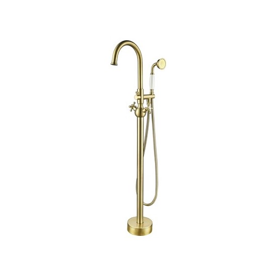 Freestanding faucet with shower head in brushed brass, Brushed brass, VA2029-BB