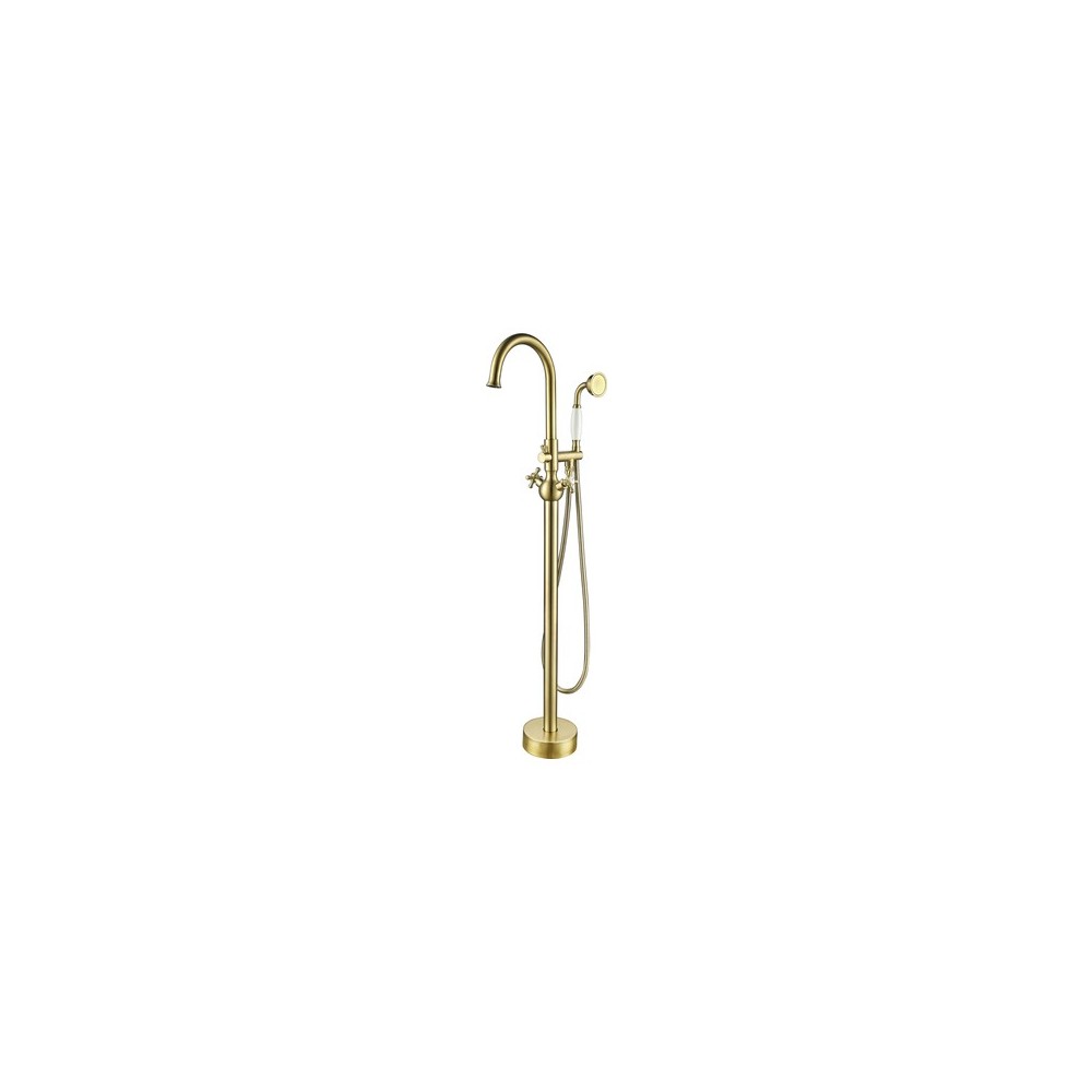 Freestanding faucet with shower head in brushed brass, Brushed brass, VA2029-BB