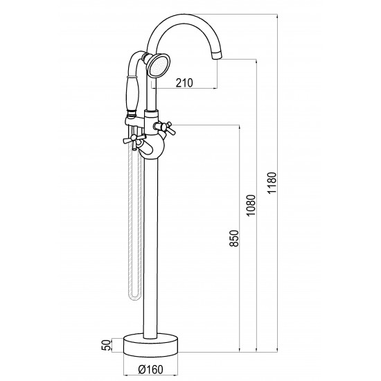 Freestanding faucet, shower head in brushed nickel, Brushed Nickel, VA2029-BN