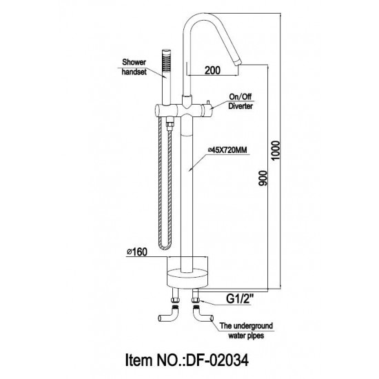 Freestanding faucet, shower head in brushed nickel, Brushed Nickel, VA2034-BN