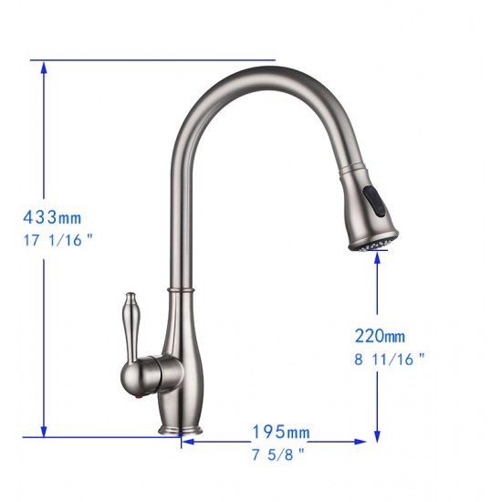 Vanity Art Pull out kitchen faucet, brushed nickel, Brushed Nickel, F80002 BN