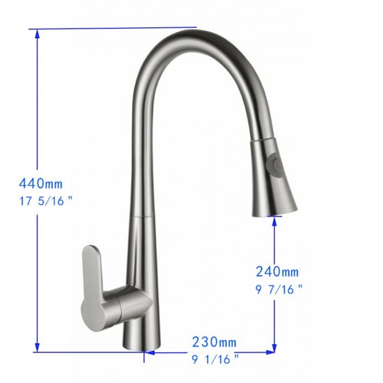 Vanity Art Pull out kitchen faucet, chrome, Chrome, F80006