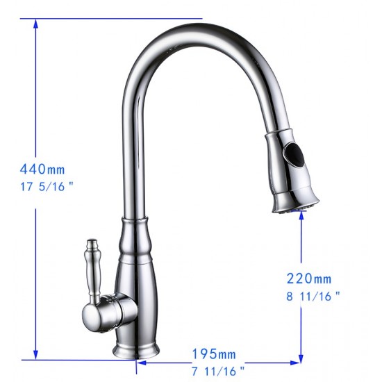 Vanity Art Pull out kitchen faucet, chrome, Chrome, F80032