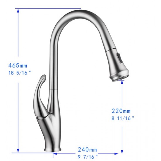 Vanity Art Pull out kitchen faucet, chrome, Chrome, F80075