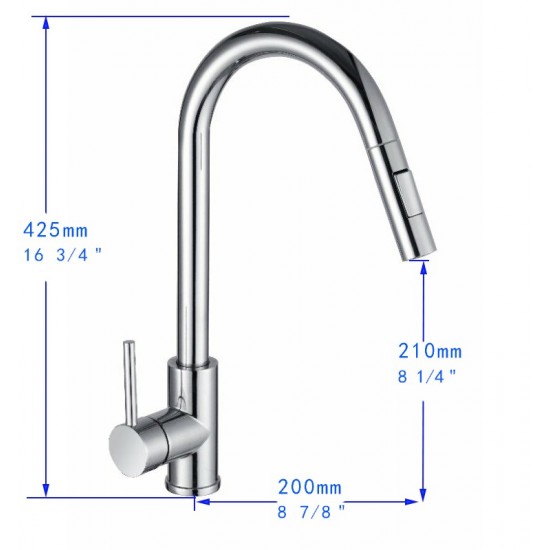 Vanity Art Pull out kitchen faucet, chrome, Chrome, F80105