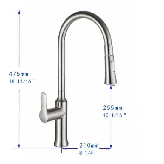 Vanity Art Pull out kitchen faucet, chrome, Chrome, F80300