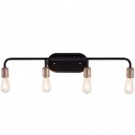 Vanity Art Vintage 4 Light Vanity, Black/Brass