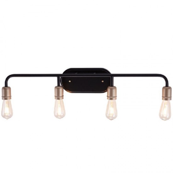 Vanity Art Vintage 4 Light Vanity, Black/Brass