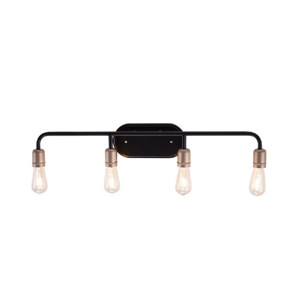 Vanity Art Vintage 4 Light Vanity, Black/Brass Vanity Art Vintage 4 Light Vanity, Black/Brass