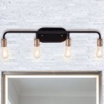 Vanity Art Vintage 4 Light Vanity, Black/Brass