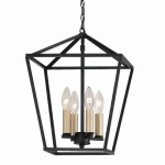 Vanity Art 4 - Light Lantern Geometric Pendant, Black/Brass, 10524BK-BD