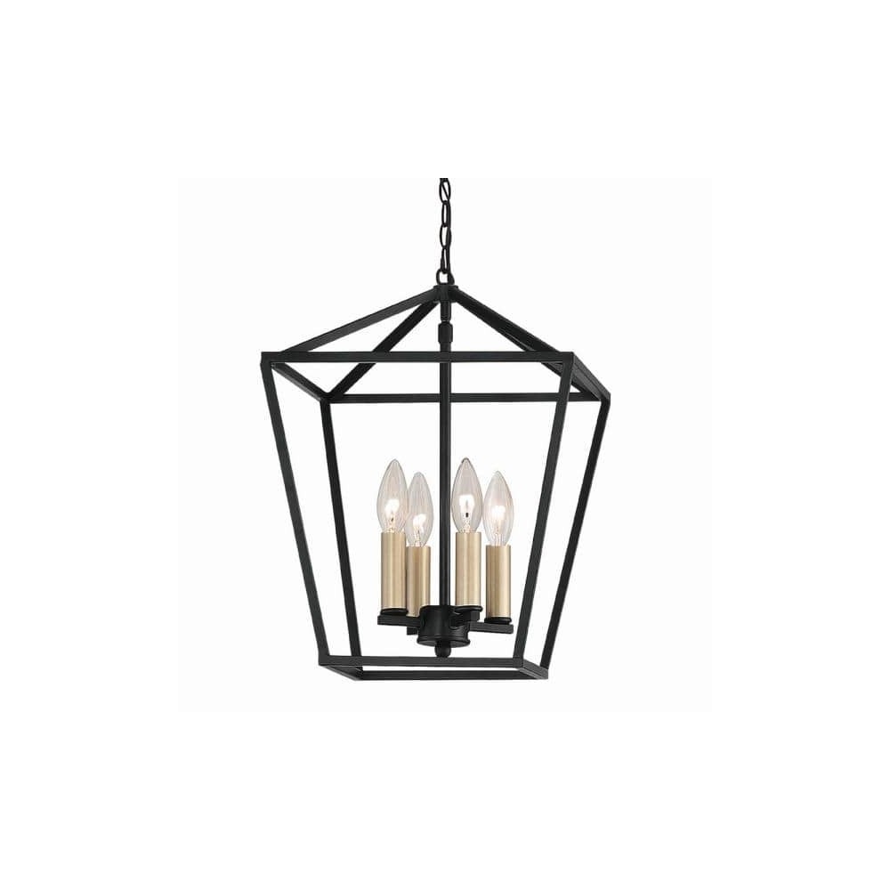 Vanity Art 4 - Light Lantern Geometric Pendant, Black/Brass, 10524BK-BD