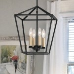 Vanity Art 4 - Light Lantern Geometric Pendant, Black/Brass, 10524BK-BD