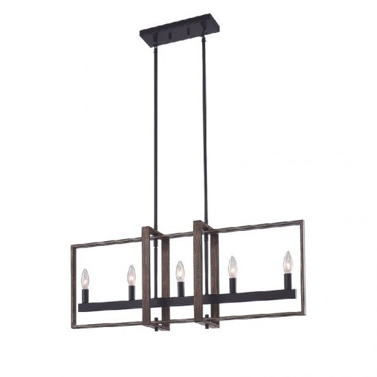 Vanity Art 5 - Light Kitchen Island Linear Pendant, Darkwood/Black, 10526DW-BK