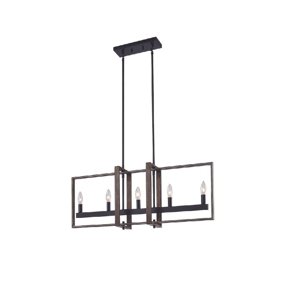 Vanity Art 5 - Light Kitchen Island Linear Pendant, Darkwood/Black, 10526DW-BK