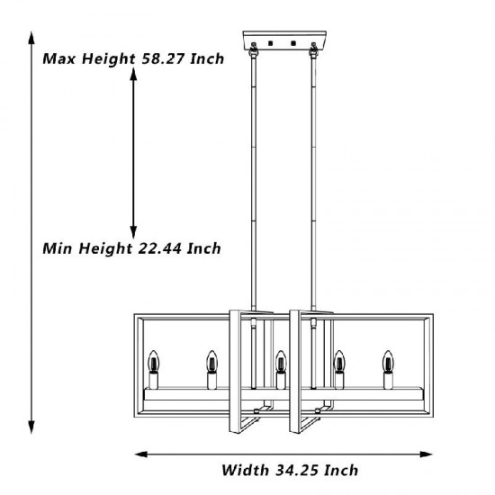 Vanity Art 5 - Light Kitchen Island Linear Pendant, Darkwood/Black, 10526DW-BK