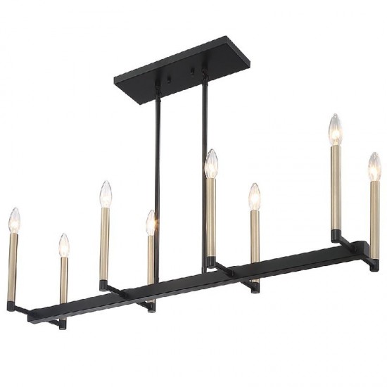 Vanity Art 8-Light Kitchen Island Linear Pendant, Black/Brass, 10528BK-BD