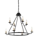 Vanity Art 8 - Light Candle Style Tiered Chandelier, Black/Brass, 10536BK-BD