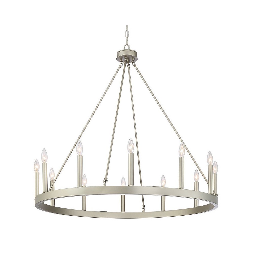 Vanity Art 12 - Light Candle Style Wagon Wheel Chandelier, Silver, 10552AS