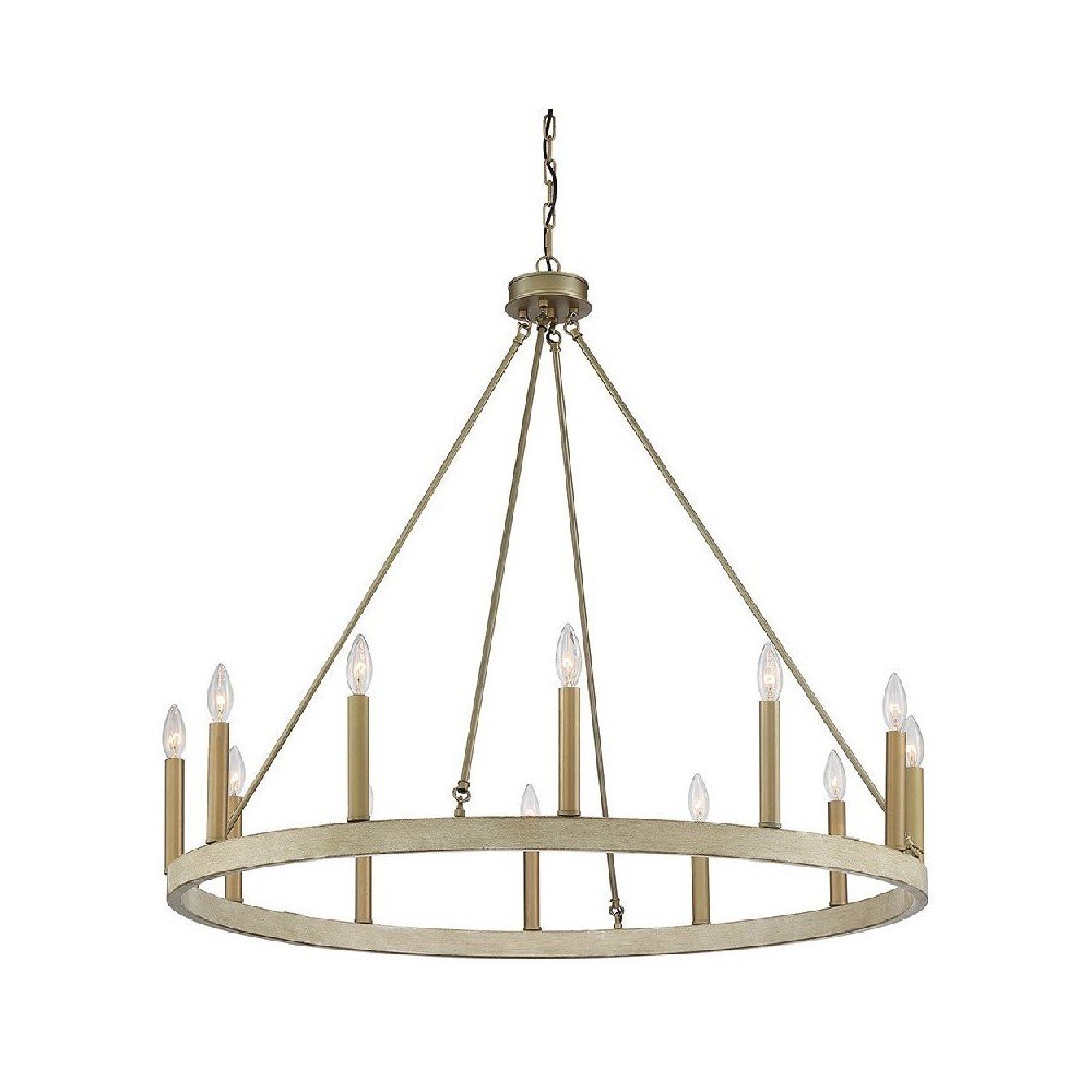 Vanity Art 12 - Light Candle Style Wagon Wheel Chandelier, Black, 10552WO-BD