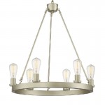 Vanity Art 6 - Light Candle Style Wagon Wheel Chandelier, Silver, 10556AS