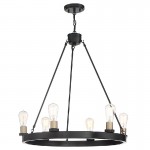 Vanity Art 6 - Light Candle Style Wagon Wheel Chandelier, Black, 10556BK-BD