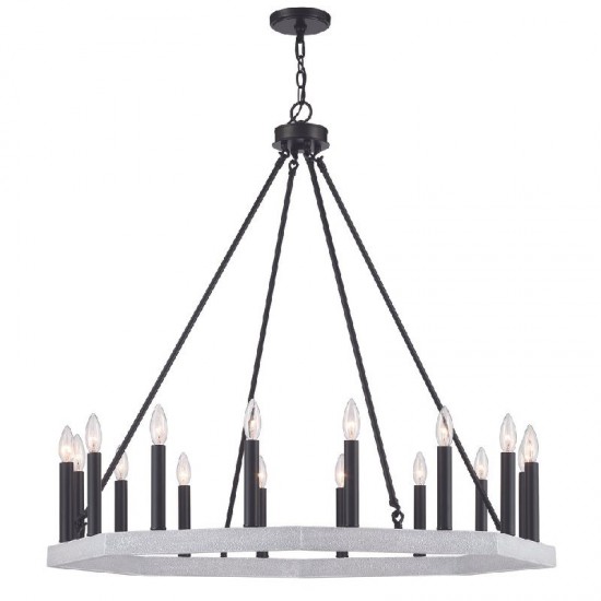 Vanity Art 16 - Light Candle Style Wagon Wheel Chandelier, Darkwood, 10586DW-BK