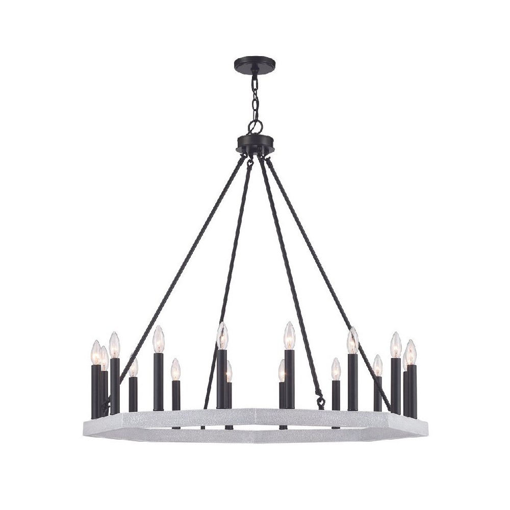 Vanity Art 16 - Light Candle Style Wagon Wheel Chandelier, Darkwood, 10586DW-BK