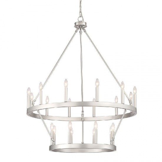 Vanity Art 20 - Light Candle Style Wagon Wheel Chandelier, Silver, 10588AS