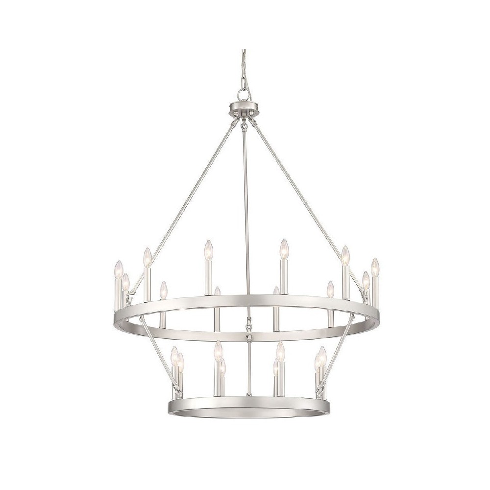 Vanity Art 20 - Light Candle Style Wagon Wheel Chandelier, Silver, 10588AS