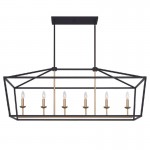 Vanity Art 6 - Light Kitchen Island Linear Pendant, Black/Brass, 12036BK-BD