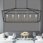 Vanity Art 6 - Light Kitchen Island Linear Pendant, Black/Brass, 12036BK-BD