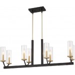 Vanity Art 8 - Light Kitchen Island Linear Pendant, Black/Brass, 12068BK-BD