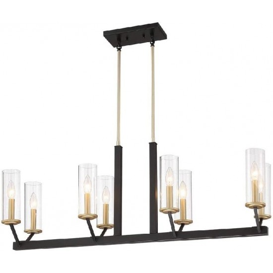 Vanity Art 8 - Light Kitchen Island Linear Pendant, Black/Brass, 12068BK-BD