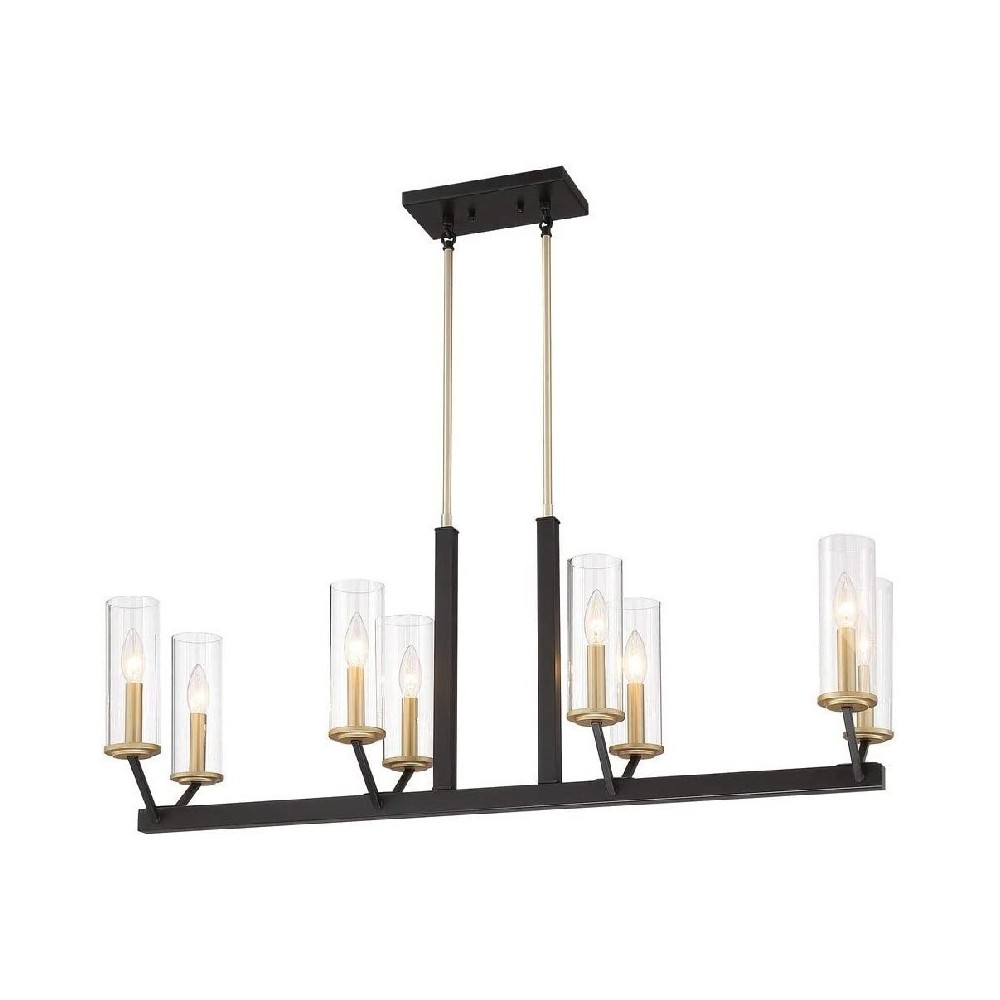 Vanity Art 8 - Light Kitchen Island Linear Pendant, Black/Brass, 12068BK-BD