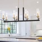 Vanity Art 8 - Light Kitchen Island Linear Pendant, Black/Brass, 12068BK-BD