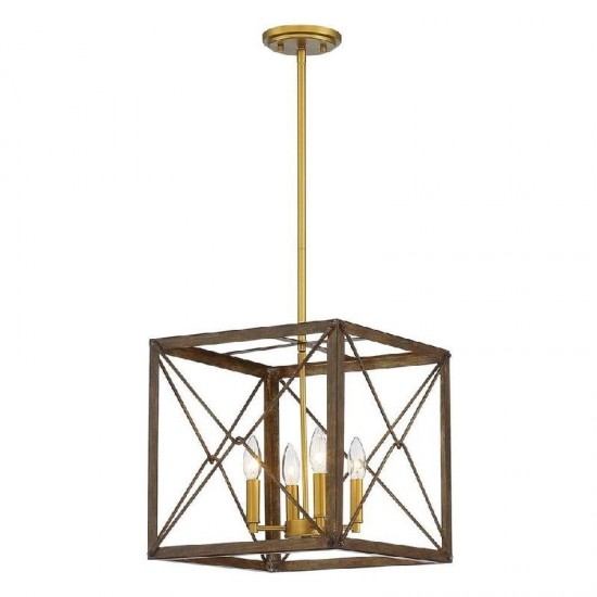 Vanity Art 4 - Light Lantern Square Chandelier, Brown, 12124WN-GD